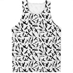 Black And White Guns Pattern Print Men's Tank Top