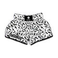 Black And White Guns Pattern Print Muay Thai Boxing Shorts