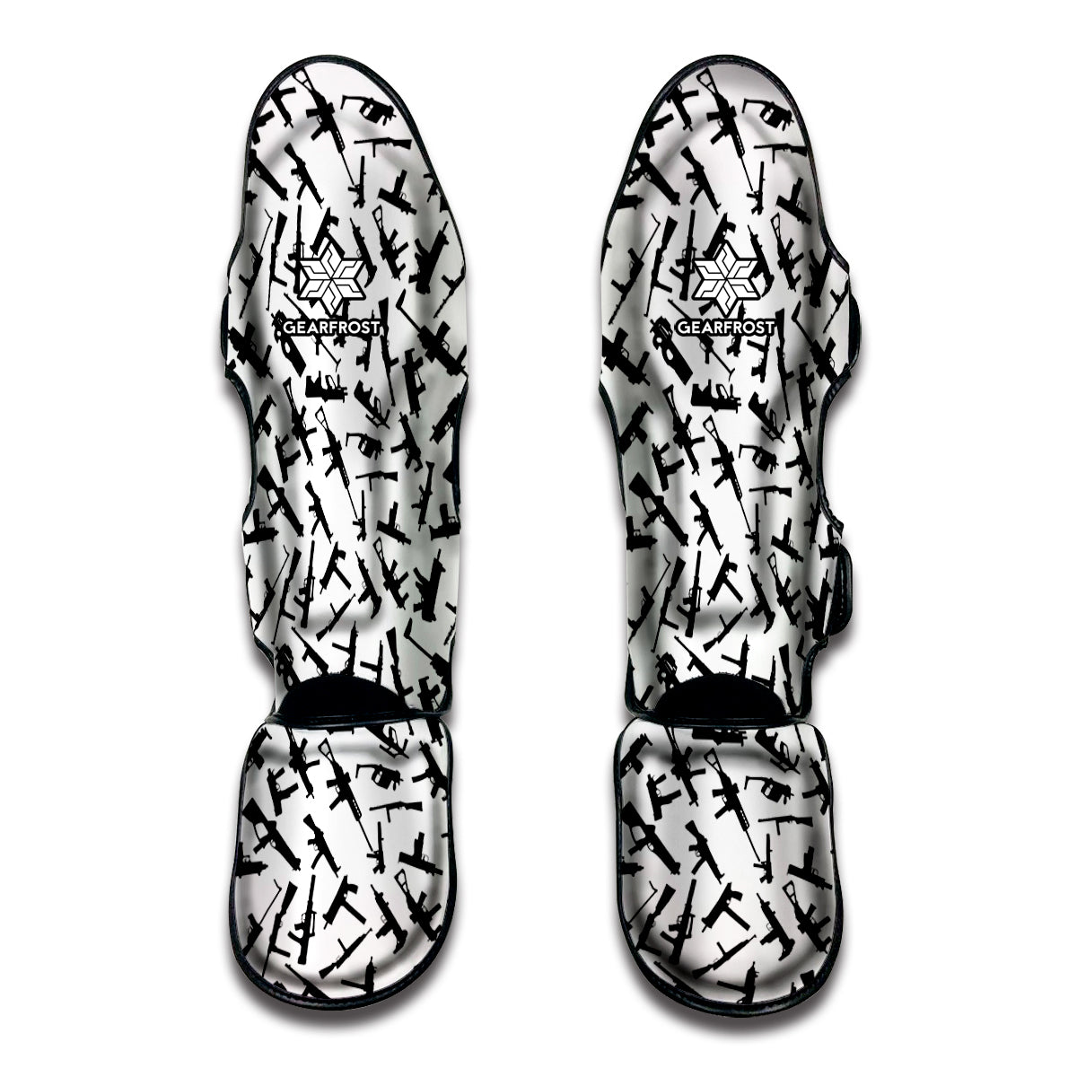 Black And White Guns Pattern Print Muay Thai Shin Guard