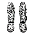 Black And White Guns Pattern Print Muay Thai Shin Guards