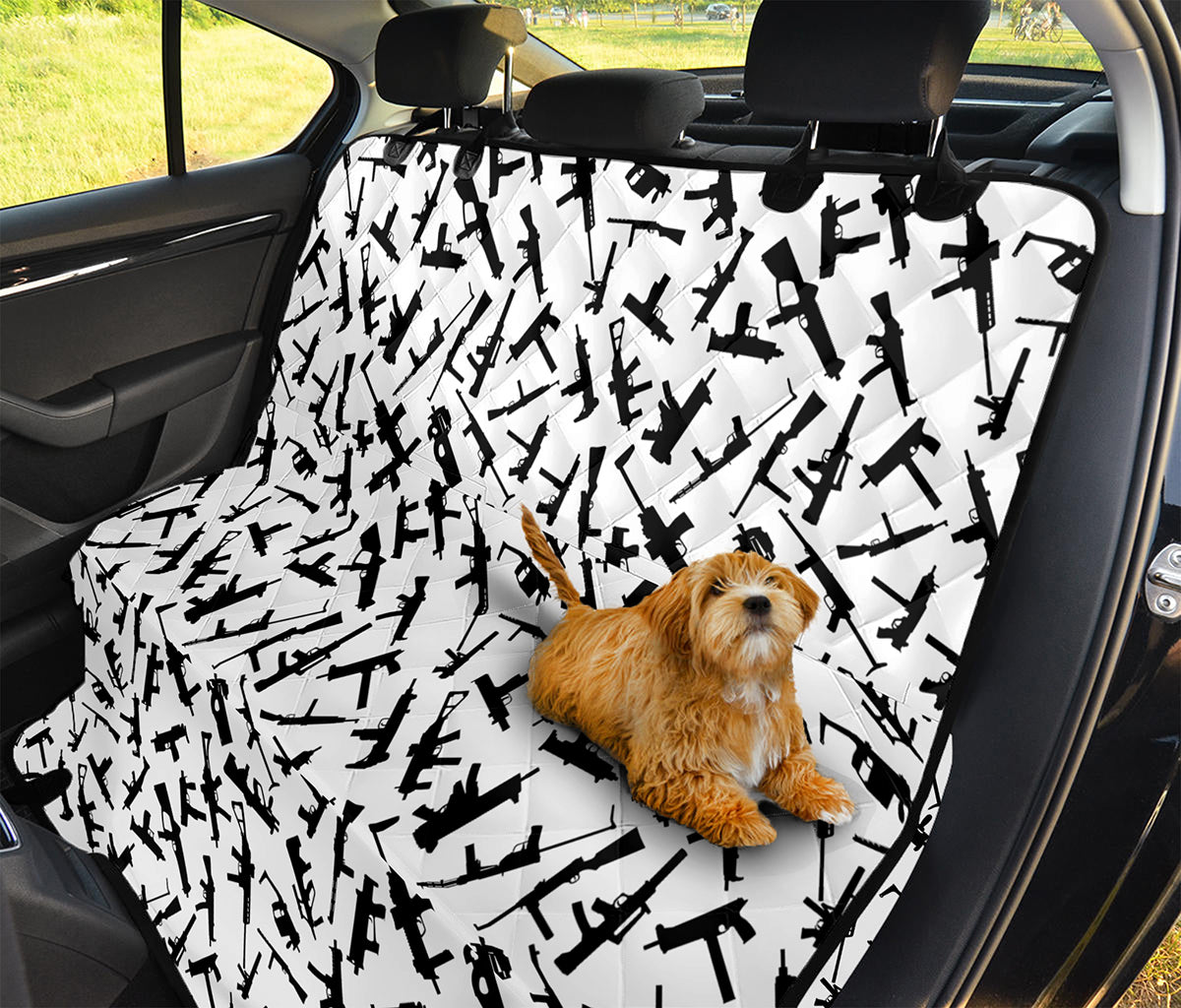 Black And White Guns Pattern Print Pet Car Back Seat Cover