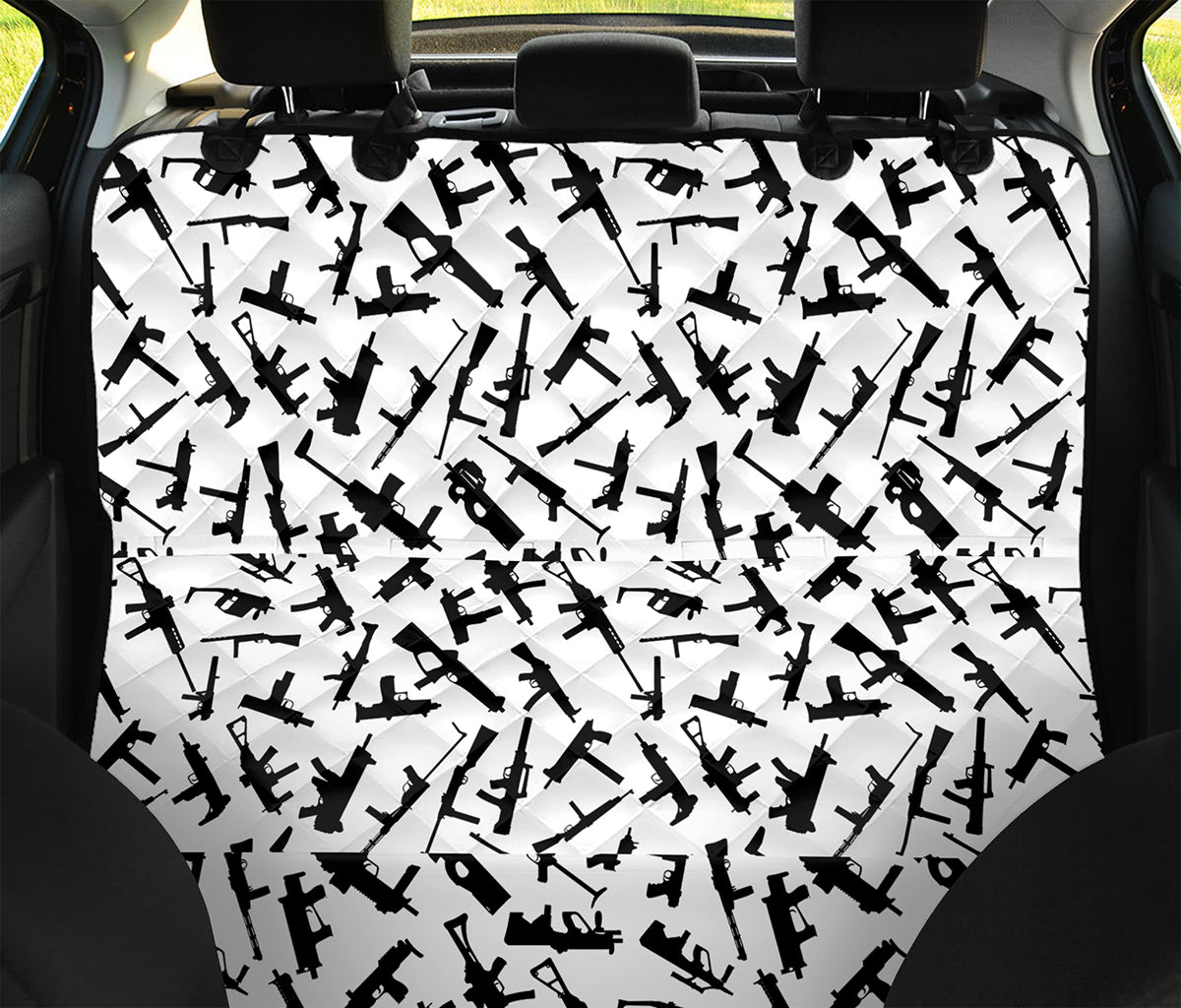 Black And White Guns Pattern Print Pet Car Back Seat Cover