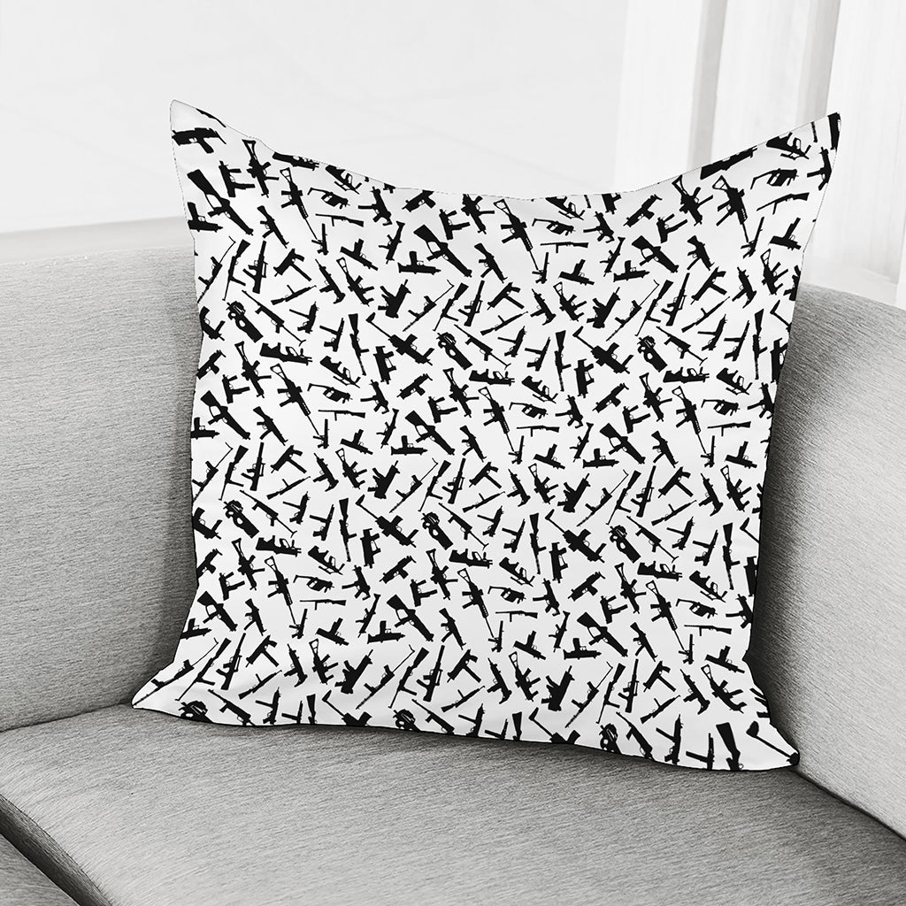 Black And White Guns Pattern Print Pillow Cover