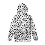 Black And White Guns Pattern Print Pullover Hoodie