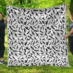 Black And White Guns Pattern Print Quilt