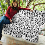 Black And White Guns Pattern Print Quilt