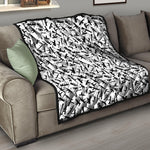 Black And White Guns Pattern Print Quilt