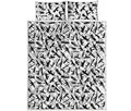 Black And White Guns Pattern Print Quilt Bed Set