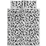 Black And White Guns Pattern Print Quilt Bed Set