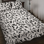 Black And White Guns Pattern Print Quilt Bed Set
