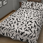 Black And White Guns Pattern Print Quilt Bed Set