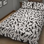 Black And White Guns Pattern Print Quilt Bed Set