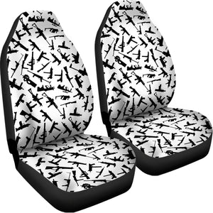 Black And White Guns Pattern Print Universal Fit Car Seat Covers