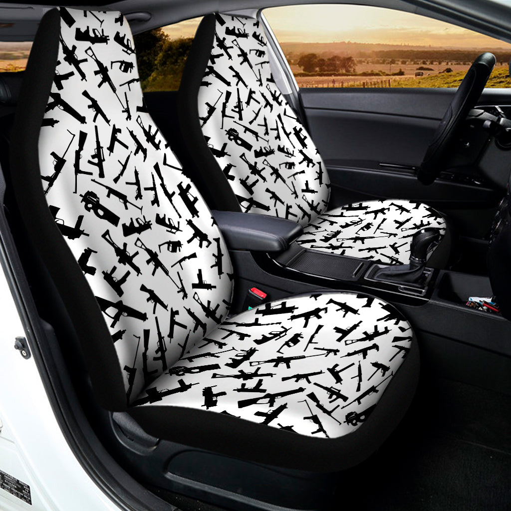 Black And White Guns Pattern Print Universal Fit Car Seat Covers