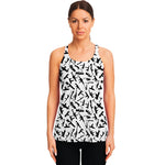 Black And White Guns Pattern Print Women's Racerback Tank Top