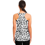 Black And White Guns Pattern Print Women's Racerback Tank Top