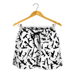 Black And White Guns Pattern Print Women's Shorts