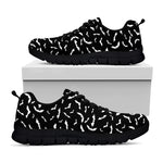 Black And White Halloween Bat Print Black Sneakers