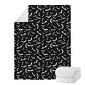 Black And White Halloween Bat Print Blanket