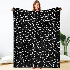 Black And White Halloween Bat Print Blanket