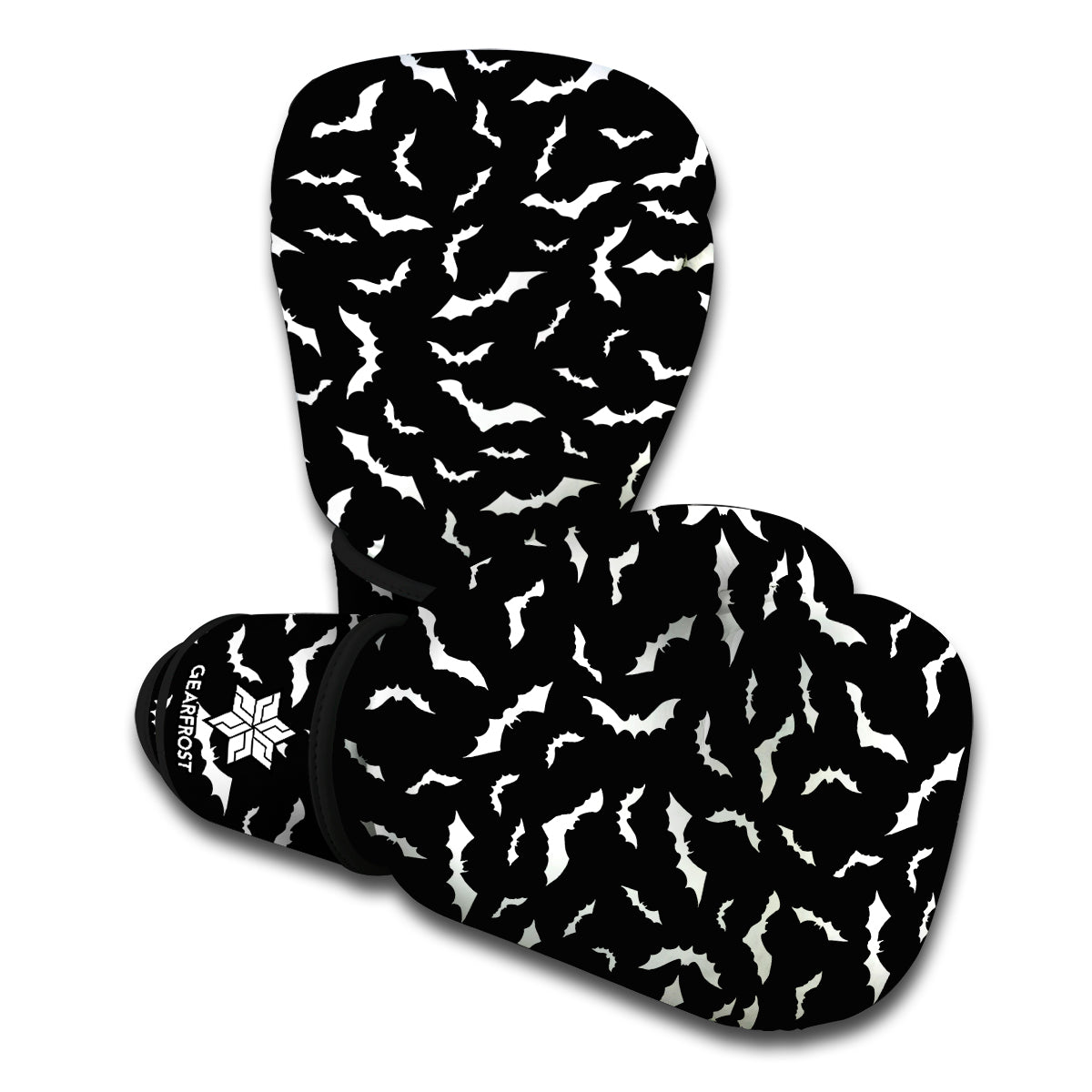Black And White Halloween Bat Print Boxing Gloves