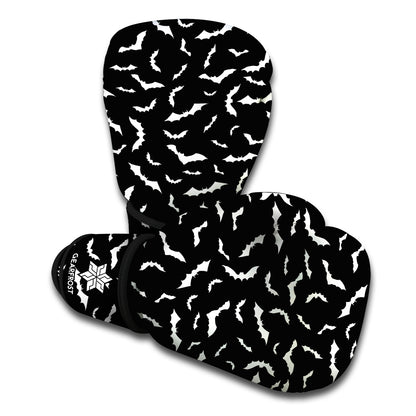 Black And White Halloween Bat Print Boxing Gloves