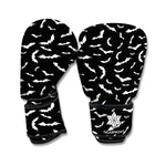 Black And White Halloween Bat Print Boxing Gloves