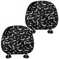 Black And White Halloween Bat Print Car Headrest Covers