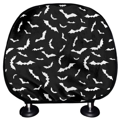 Black And White Halloween Bat Print Car Headrest Covers