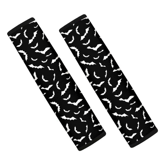 Black And White Halloween Bat Print Car Seat Belt Covers