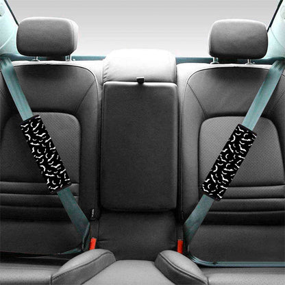 Black And White Halloween Bat Print Car Seat Belt Covers