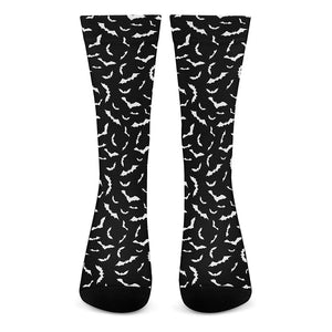 Black And White Halloween Bat Print Crew Socks