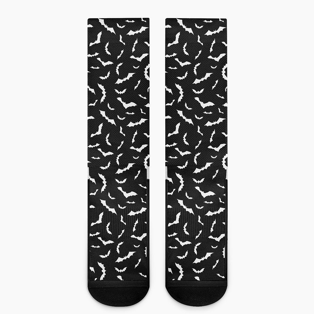 Black And White Halloween Bat Print Crew Socks