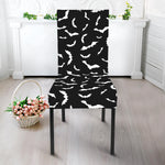 Black And White Halloween Bat Print Dining Chair Slipcover