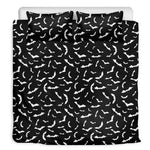 Black And White Halloween Bat Print Duvet Cover Bedding Set