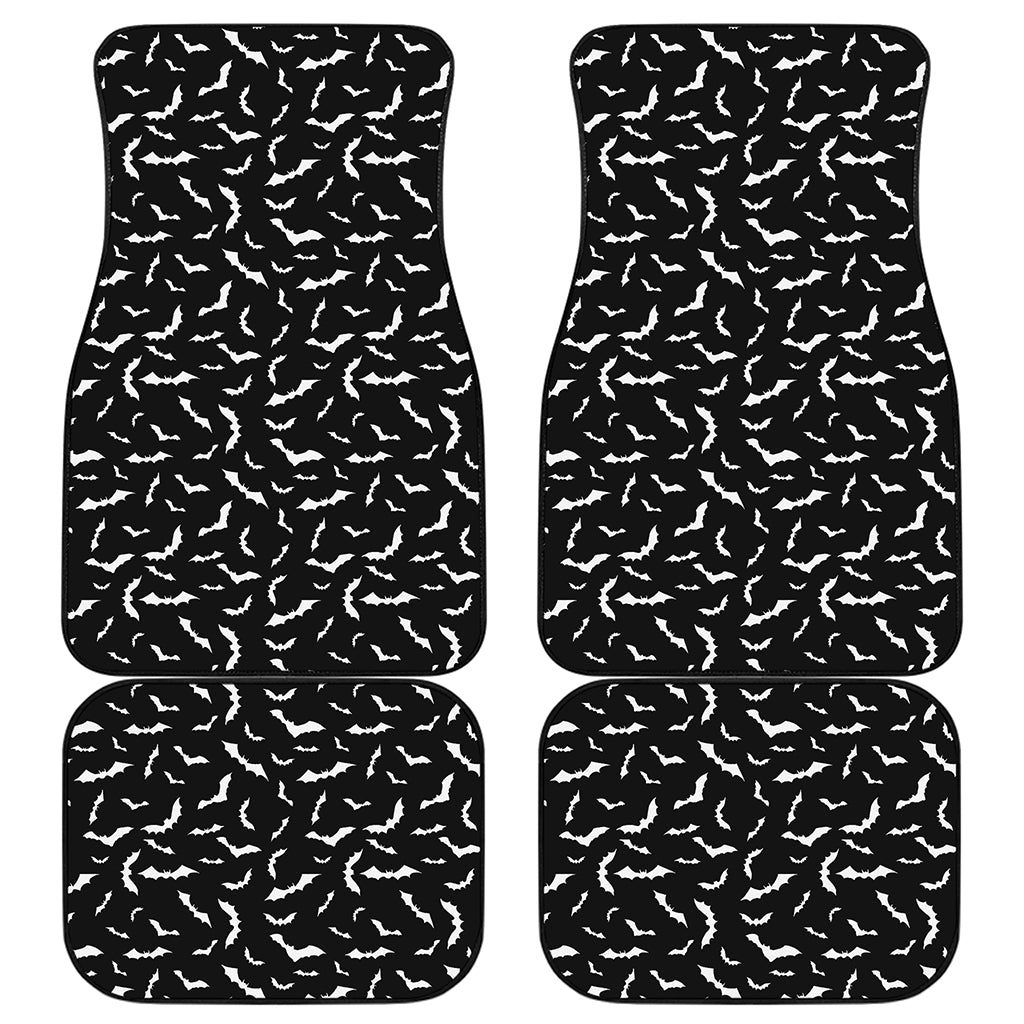 Black And White Halloween Bat Print Front and Back Car Floor Mats