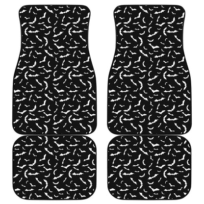Black And White Halloween Bat Print Front and Back Car Floor Mats