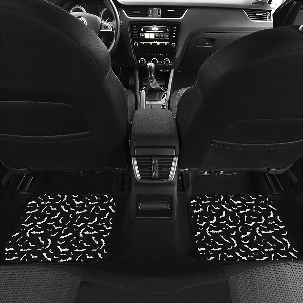 Black And White Halloween Bat Print Front and Back Car Floor Mats