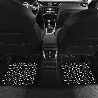 Black And White Halloween Bat Print Front and Back Car Floor Mats