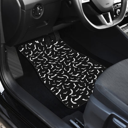Black And White Halloween Bat Print Front and Back Car Floor Mats