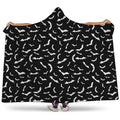 Black And White Halloween Bat Print Hooded Blanket