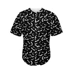 Black And White Halloween Bat Print Men's Baseball Jersey