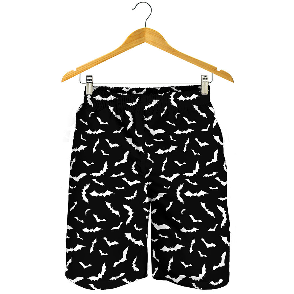 Black And White Halloween Bat Print Men's Shorts