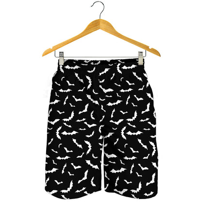 Black And White Halloween Bat Print Men's Shorts