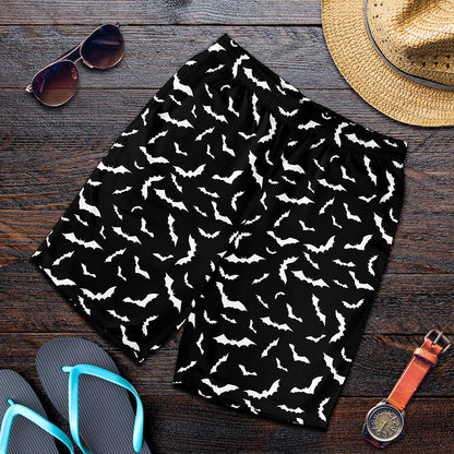 Black And White Halloween Bat Print Men's Shorts