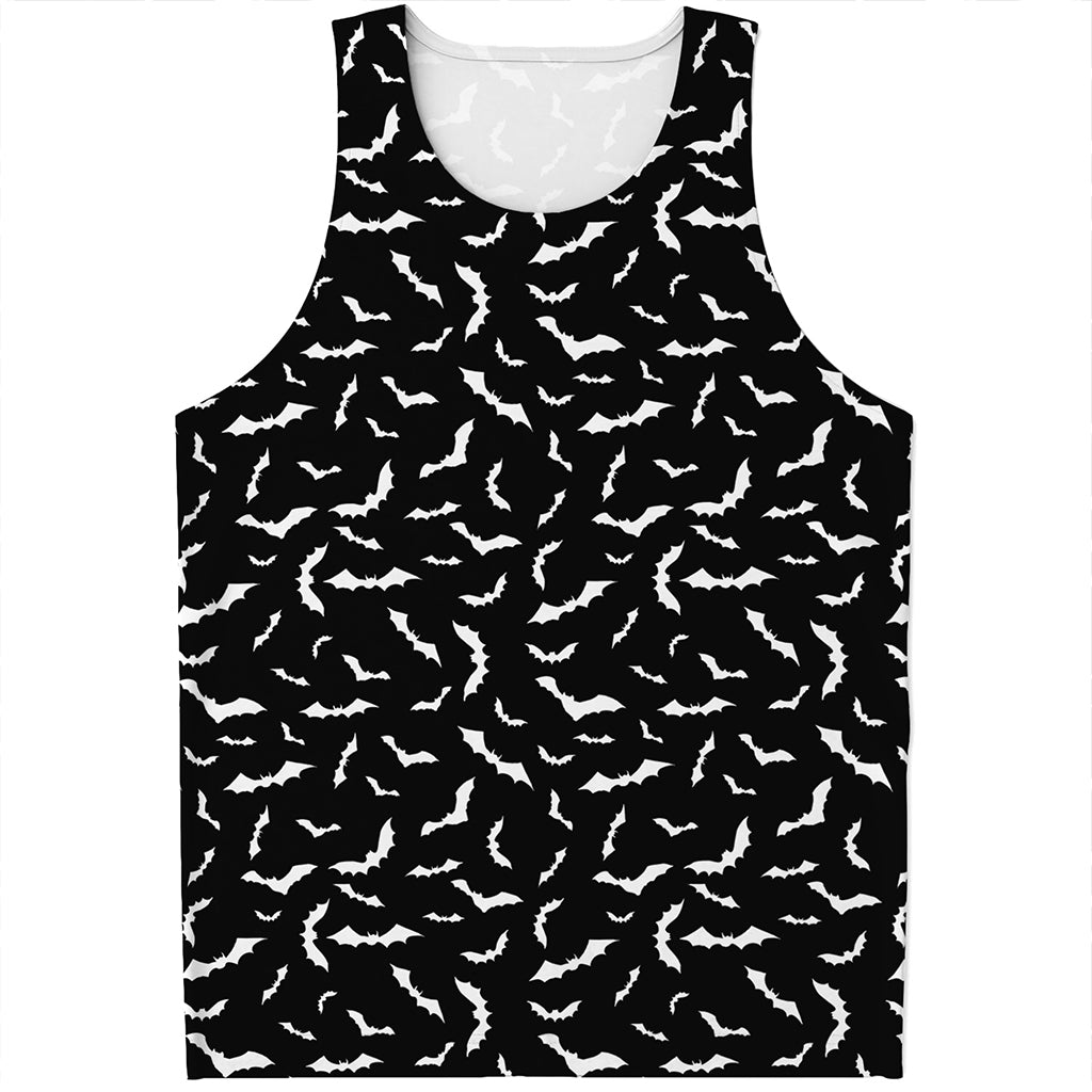 Black And White Halloween Bat Print Men's Tank Top