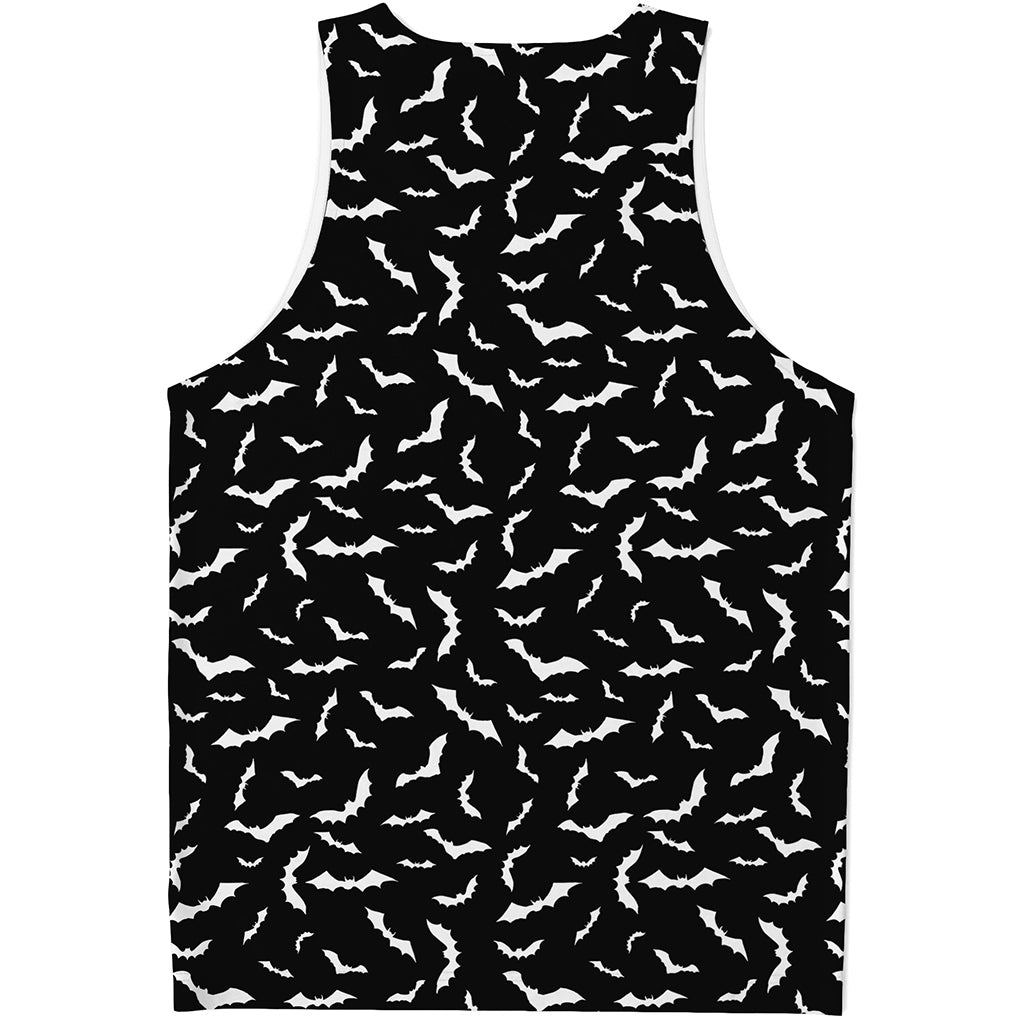 Black And White Halloween Bat Print Men's Tank Top