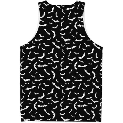 Black And White Halloween Bat Print Men's Tank Top