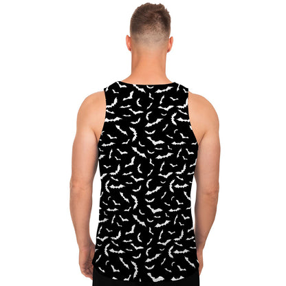 Black And White Halloween Bat Print Men's Tank Top