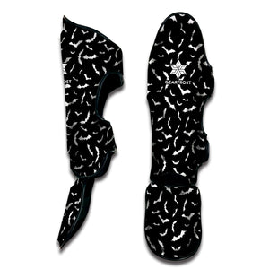 Black And White Halloween Bat Print Muay Thai Shin Guard